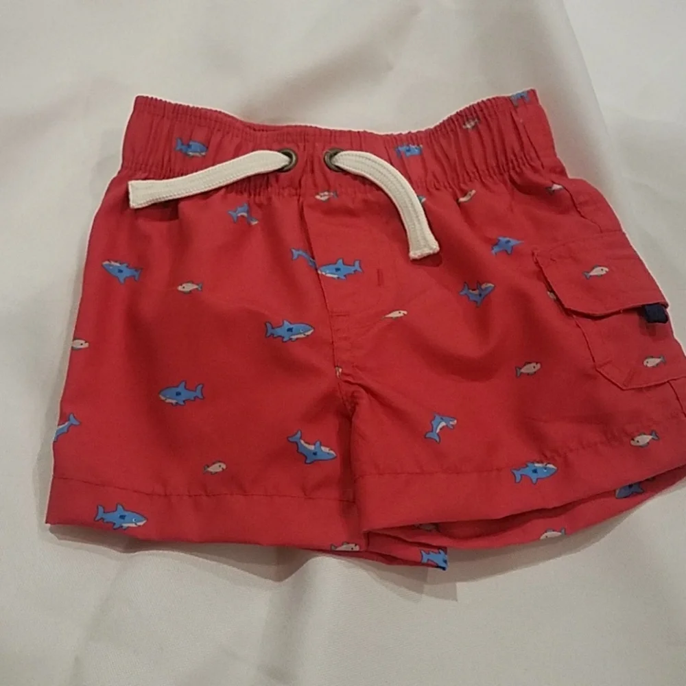 Carter's Rashguard Swim Trunks Baby Boys 3 months 50+ UPH Blue Red Sharks